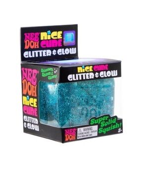 NeeDoh Nice Cube Glitter & Glow Squish Toy - Blue